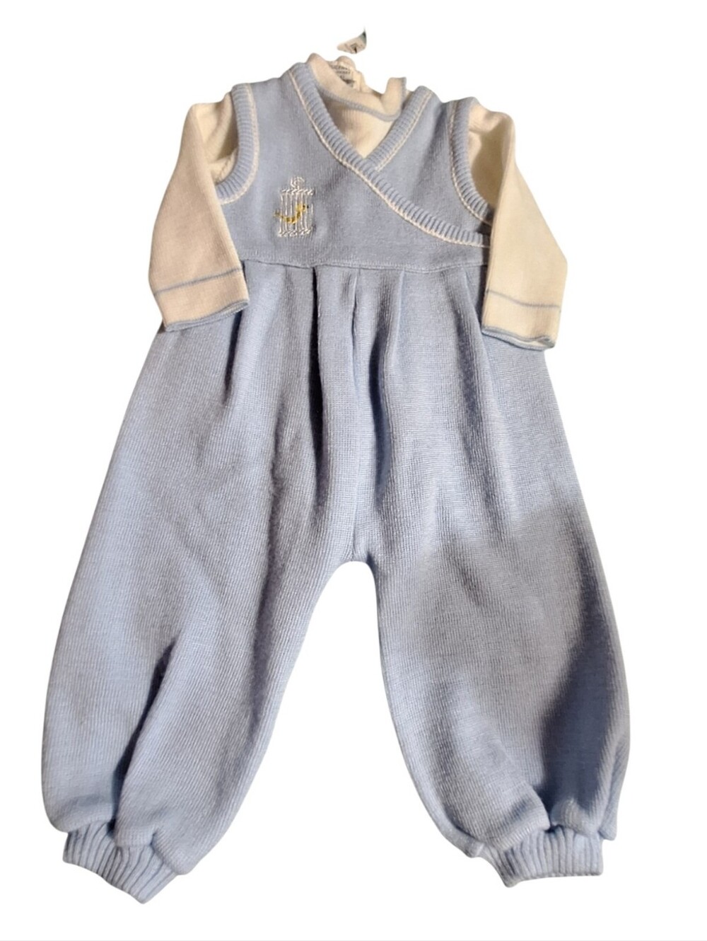 Vintage Friemanit Infant Baby Two Piece  Outfit Acrylic 6 Months Baby Blue Soft